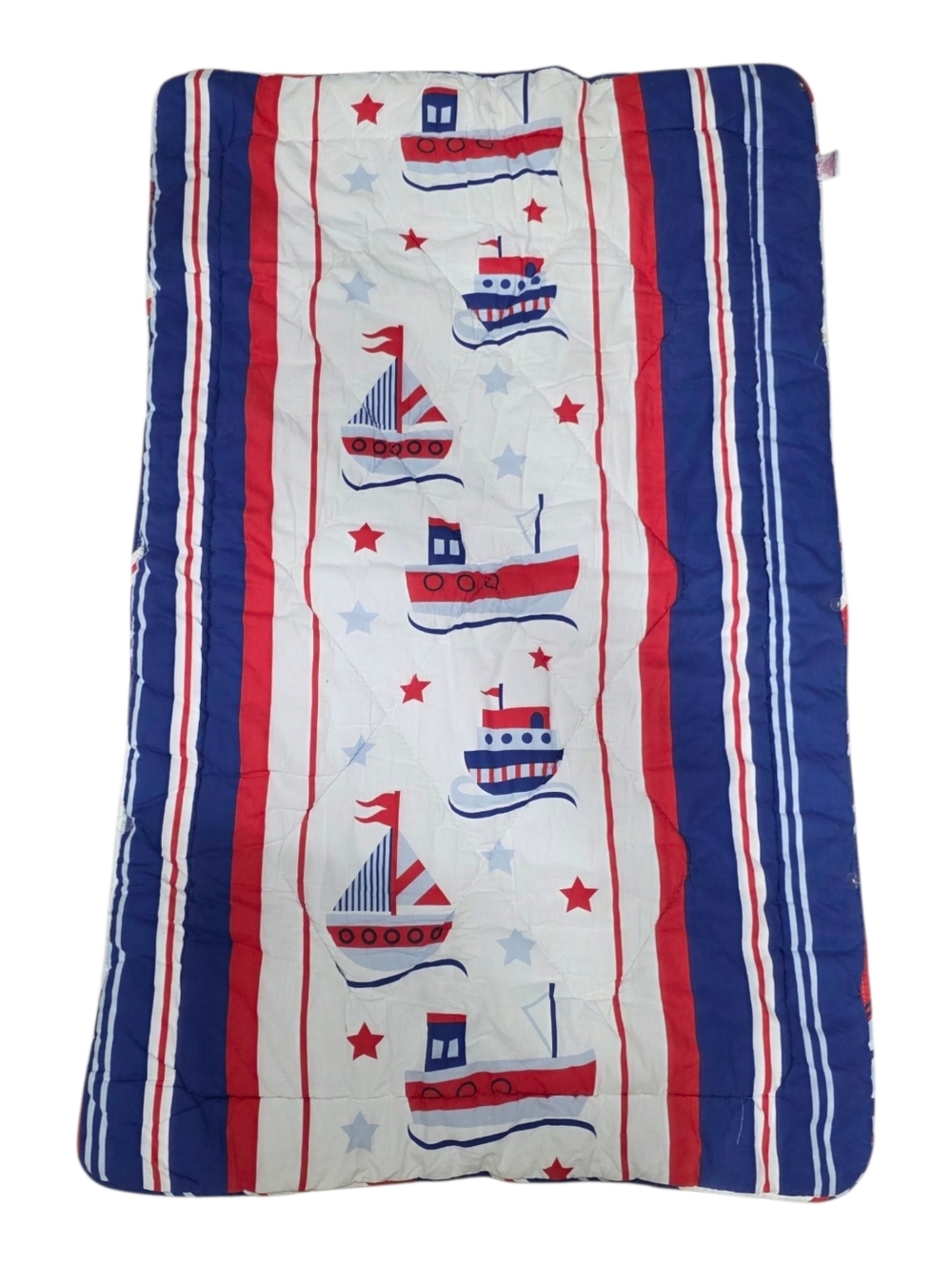 Cotton Box Nautical Red, White & Blue Boat Print Quilted Kids Comforter Blanket